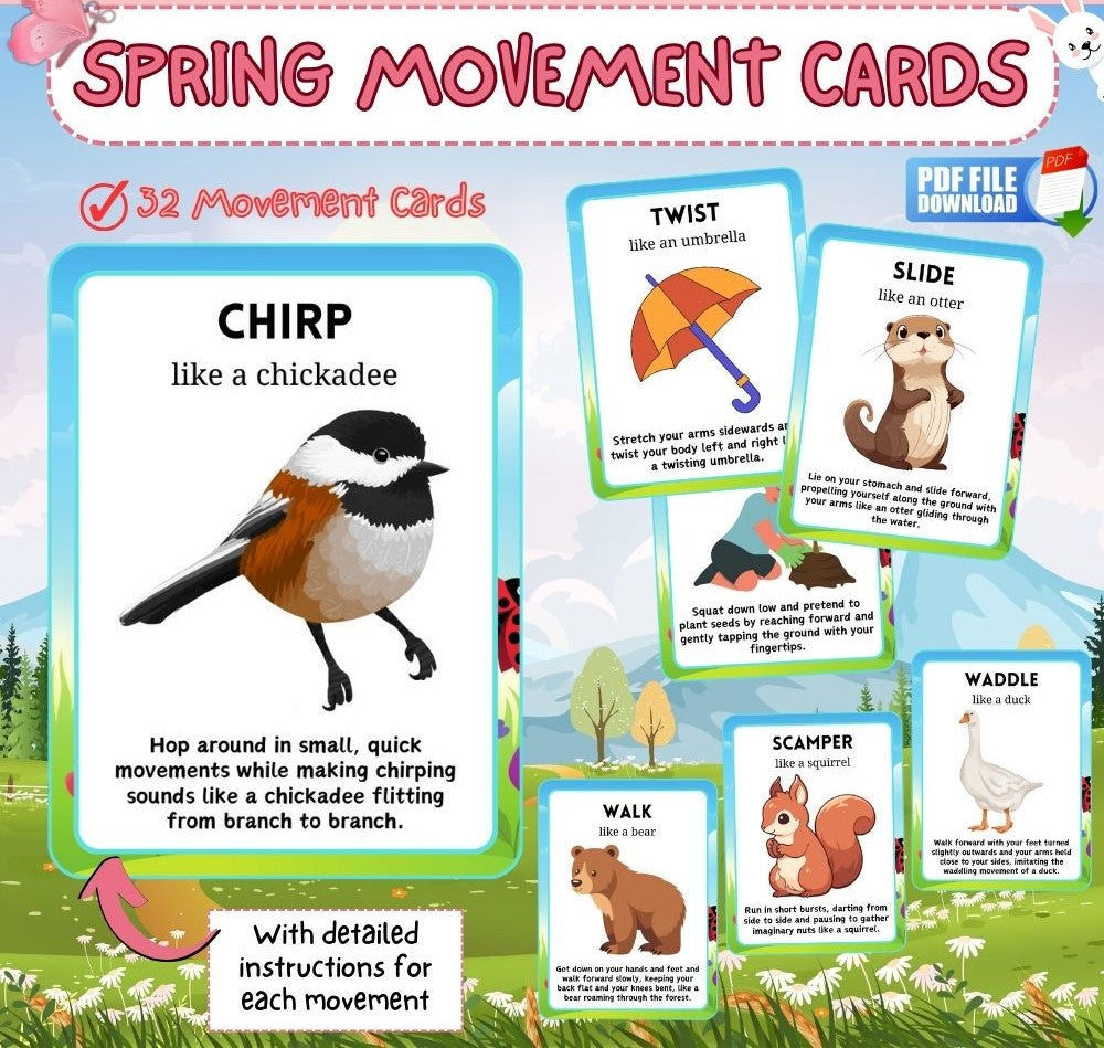 Spring Movement Cards Printable – 32 Fun Kids Activities