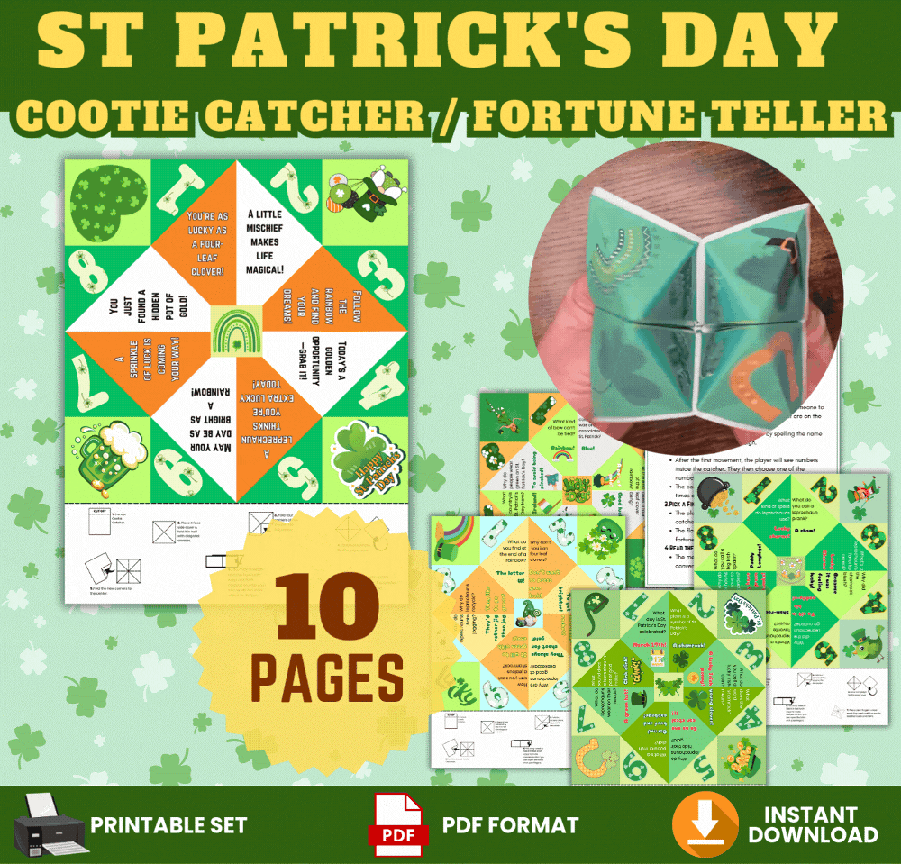 St. Patrick's Day Cootie Catcher Fortune Teller – 10 Pages