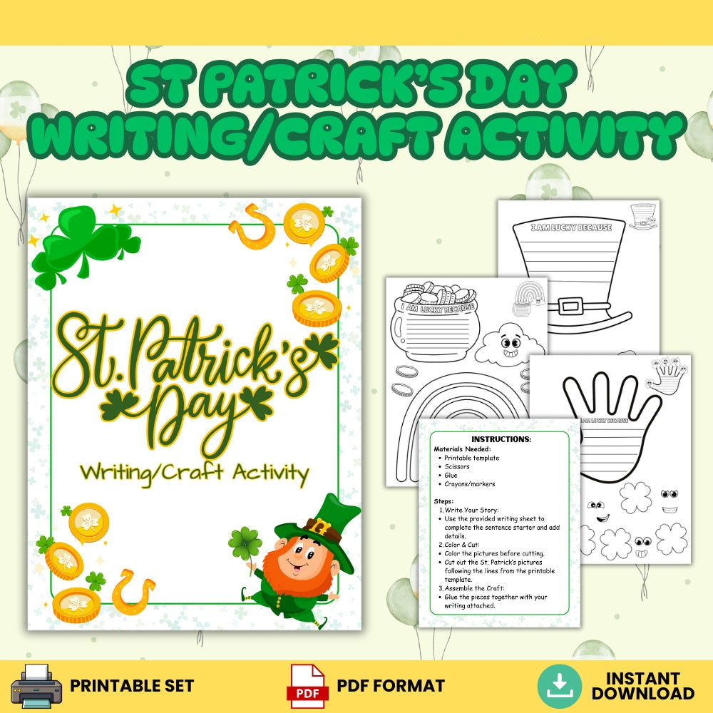St. Patrick's Day Writing Craft Activity – 10 Pages