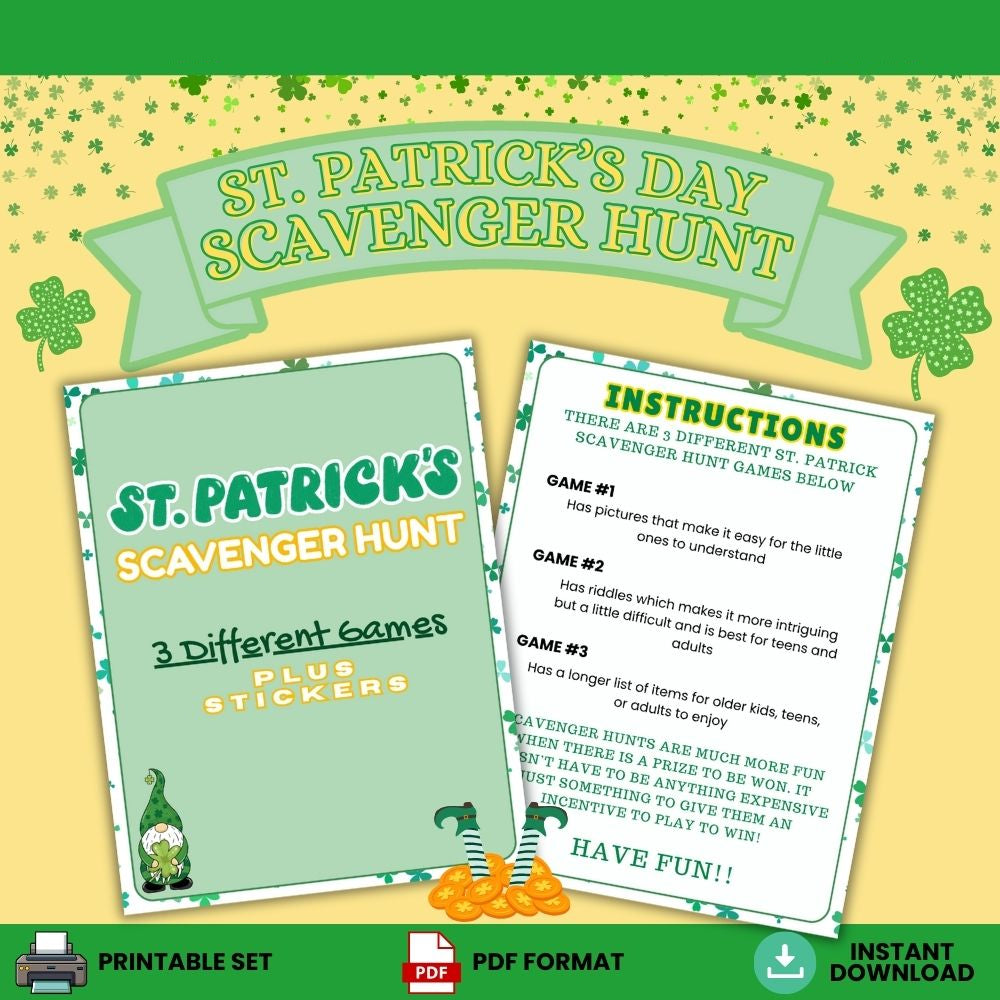 St. Patrick’s Day Scavenger Hunt – 3 Printable Games