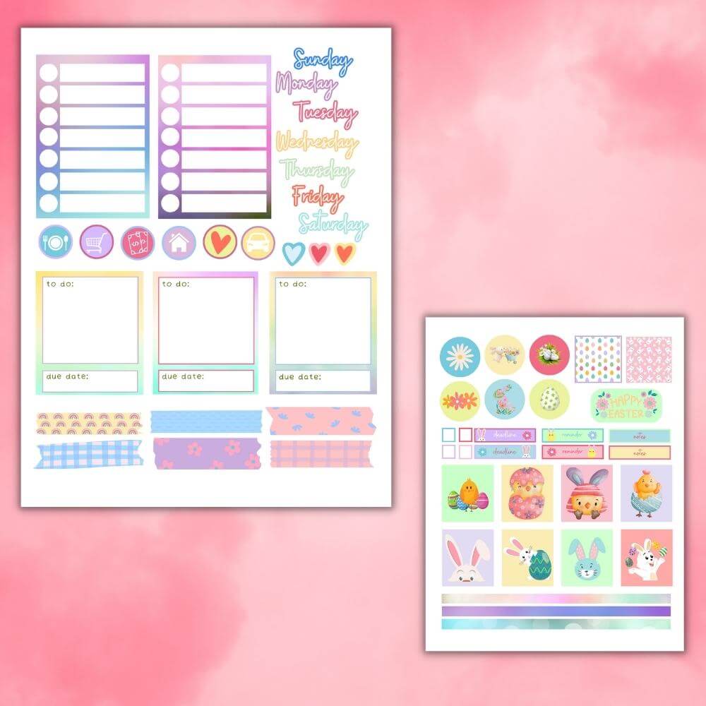 Easter Planner Stickers – Cute Spring Holiday Set