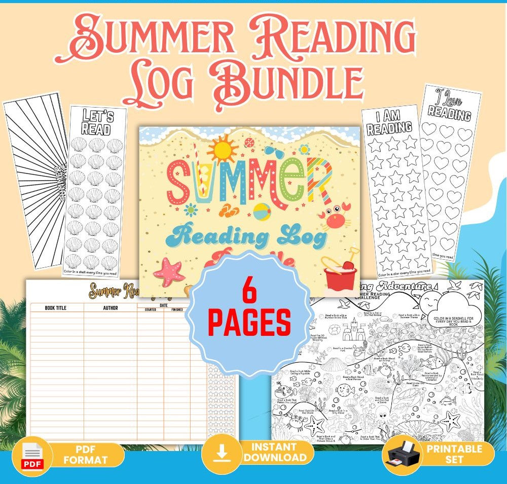 Summer Reading Log Bundle – Kids Printable Trackers