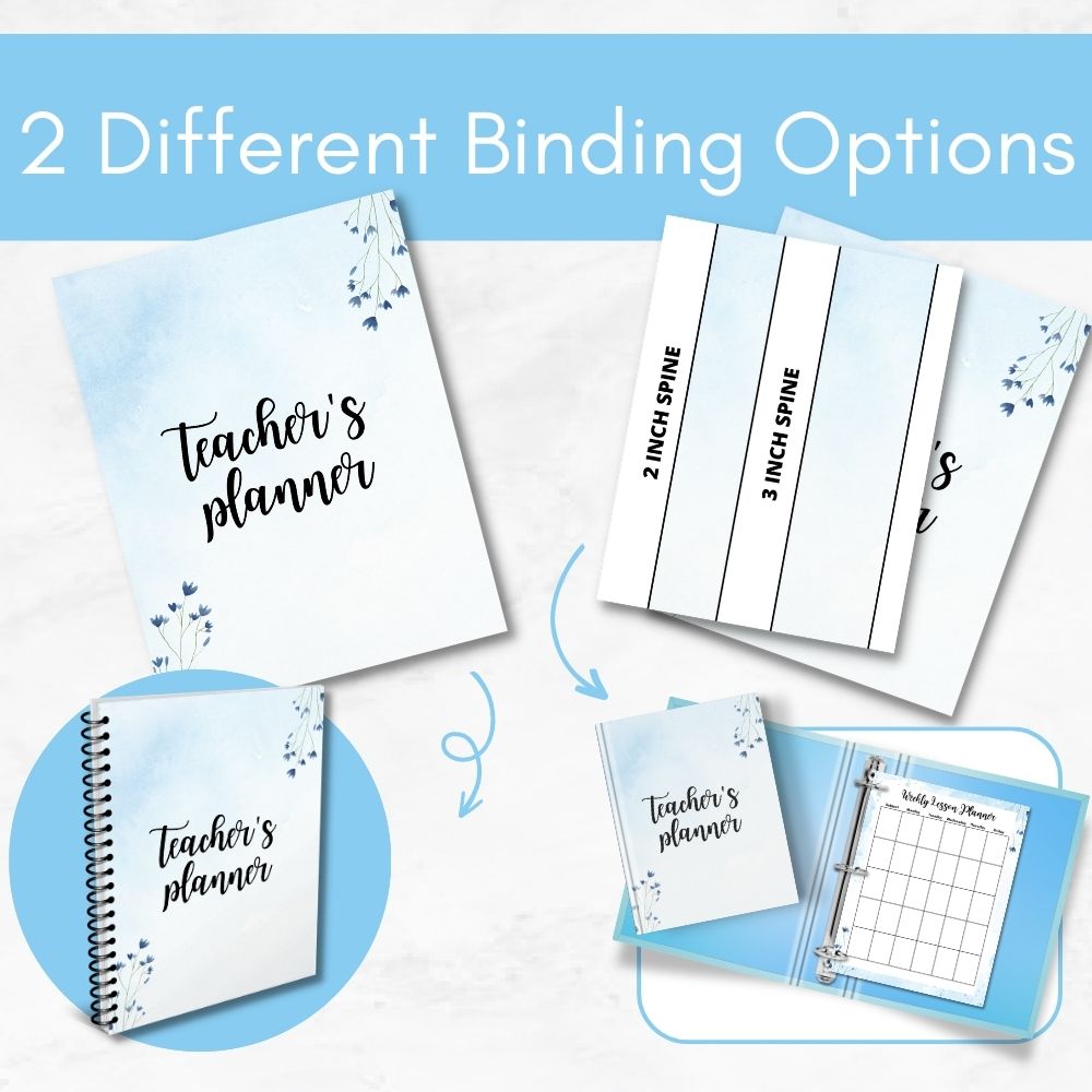 Blue Teacher Planner | Organize Lessons Schedules & Classroom Goals