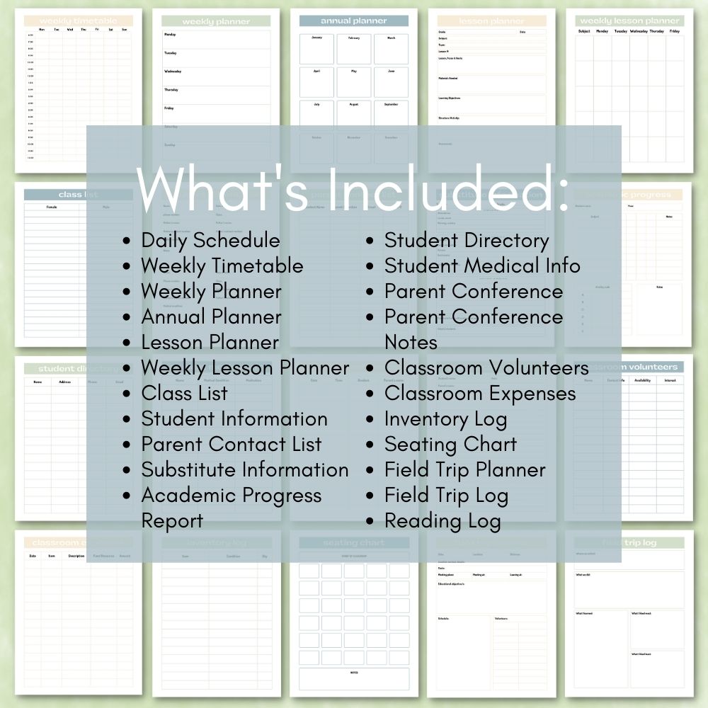 Light Pastel Teacher Planner | Organize Lessons Schedules & Goals