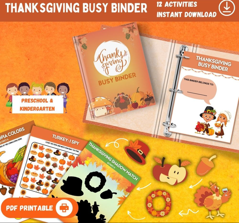 Thanksgiving Busy Binder – Fun Printable Kids Activities