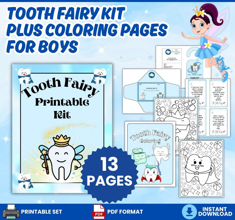 Printable Tooth Fairy Kit for Boys – 17 Magical Pages