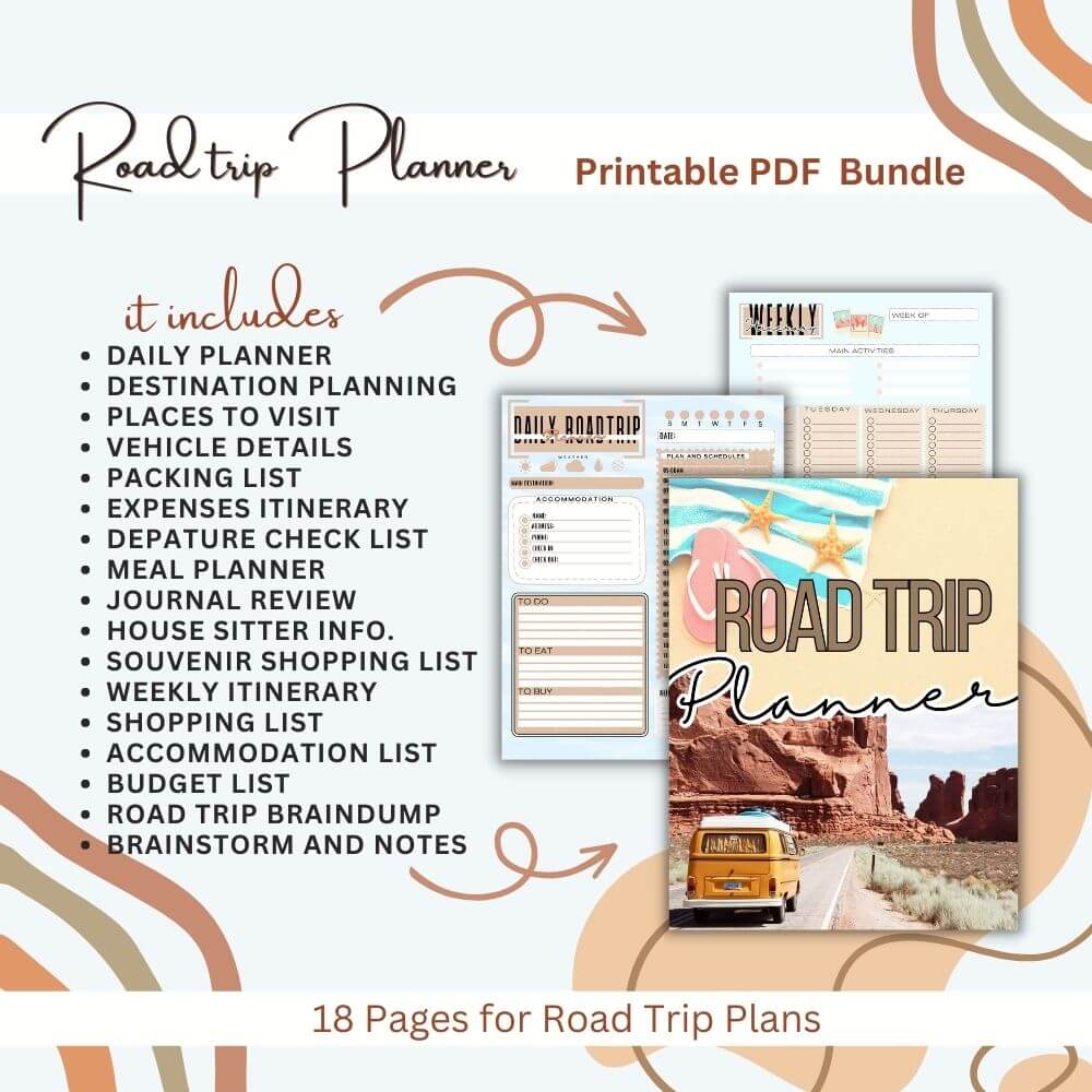 Road Trip Planner in Blue and Tan