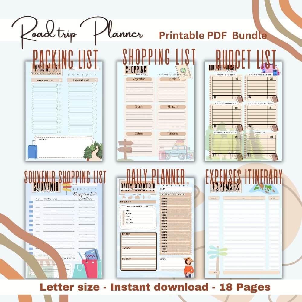 Road Trip Planner in Blue and Tan