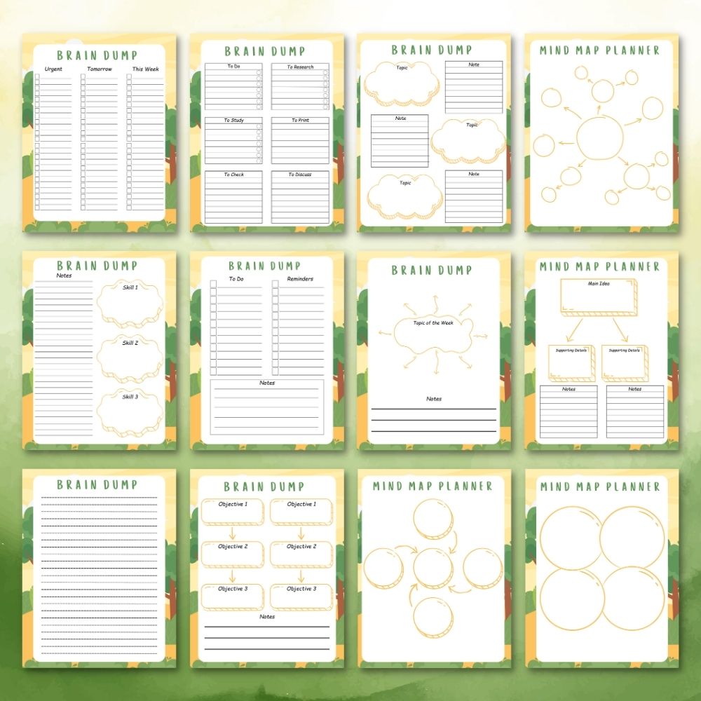 Brain Dump Journal – 67 Pages Tree Design PLR