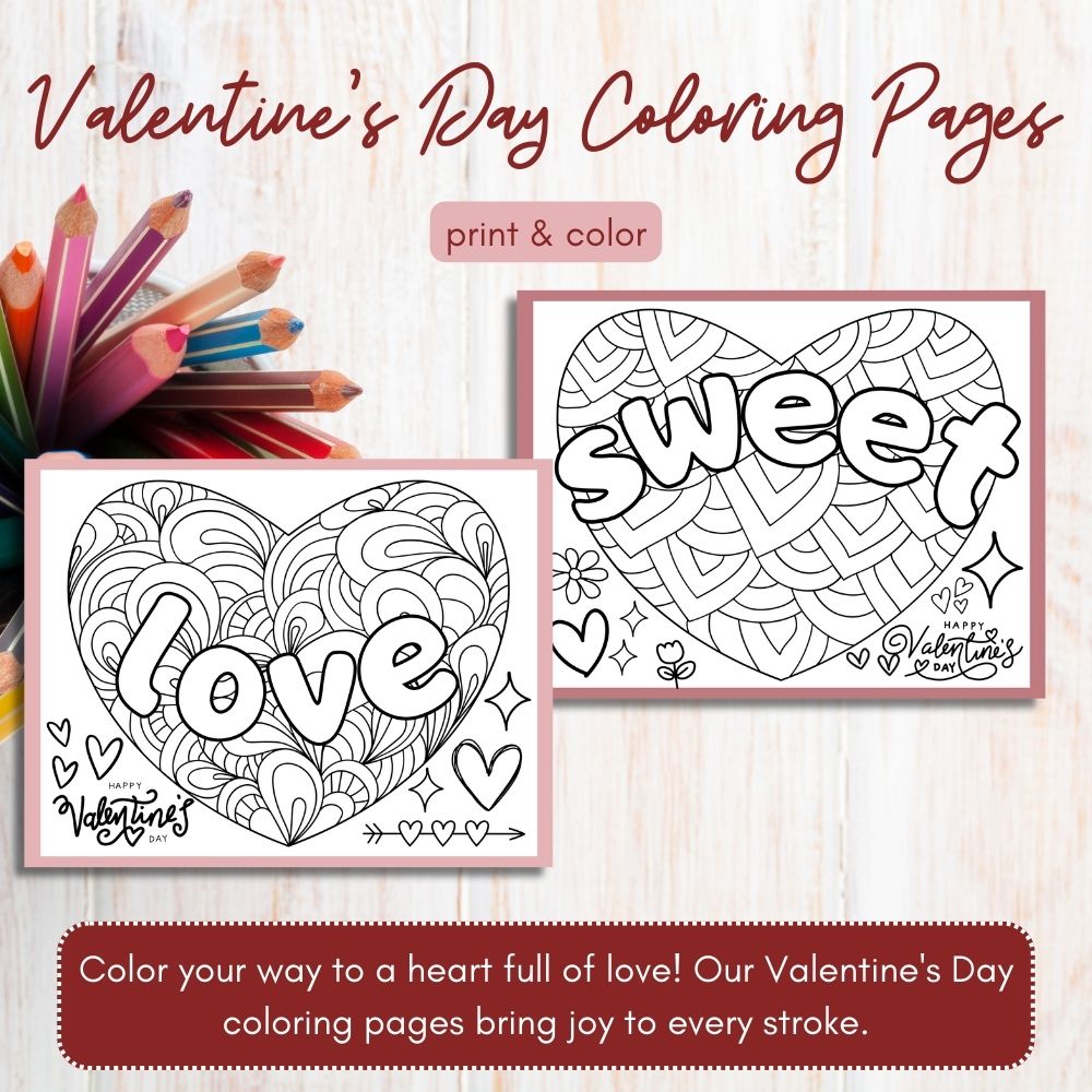 Valentine’s Day Printable Set – Cards, Art & Coloring