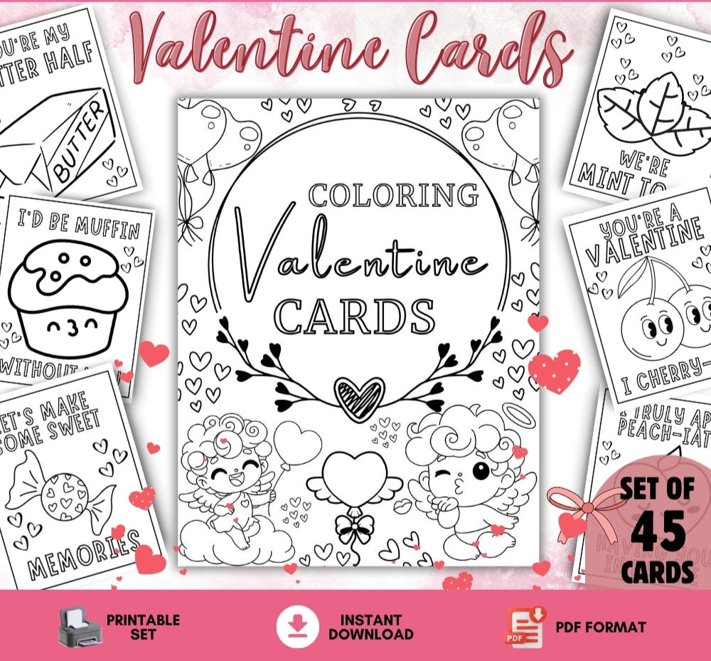 Valentine Cards to Color