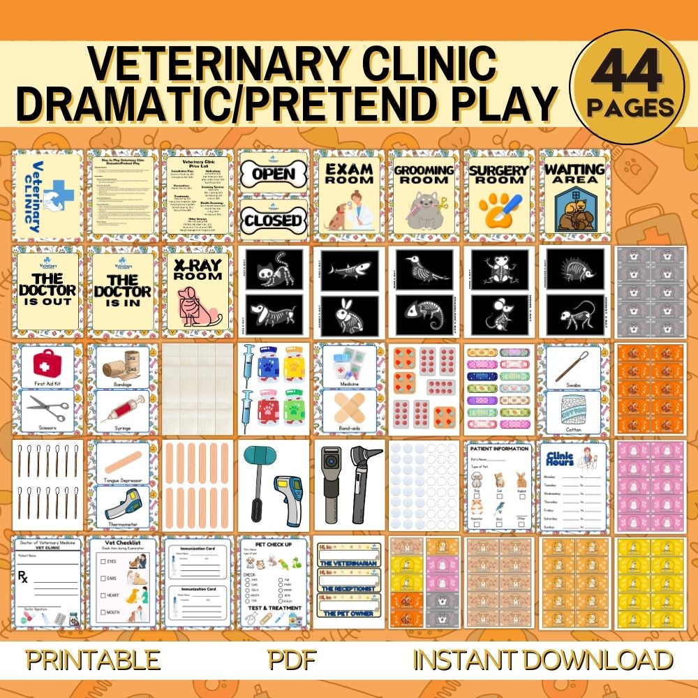 Veterinary Clinic Pretend Play Printables Set