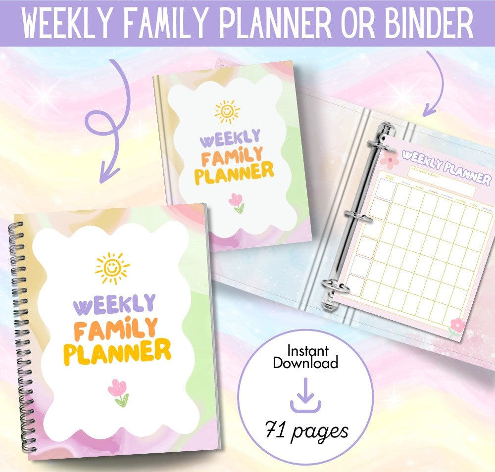 PLR Weekly Family Planner | Editable Printable Organizer