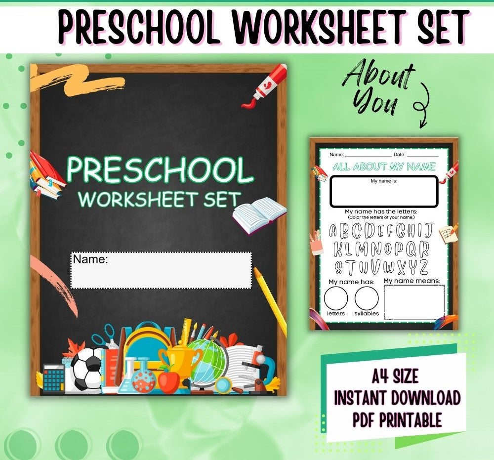 Preschool Worksheets Set – 50 Fun Learning Activities