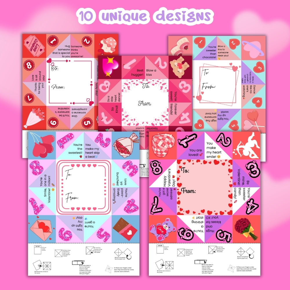 Valentine Cootie Catcher Fortune Teller Printable