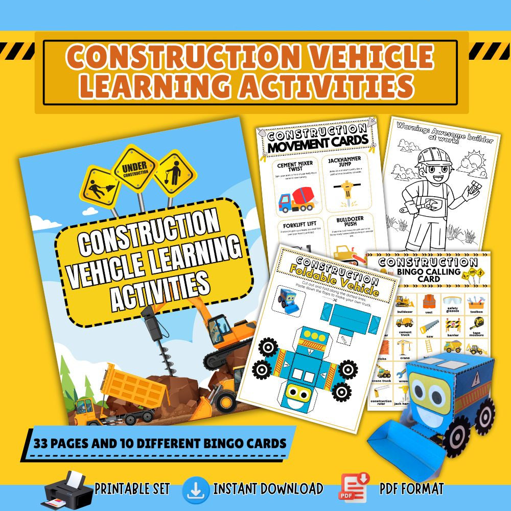 Construction Learning Activities – 45 Printable Pages