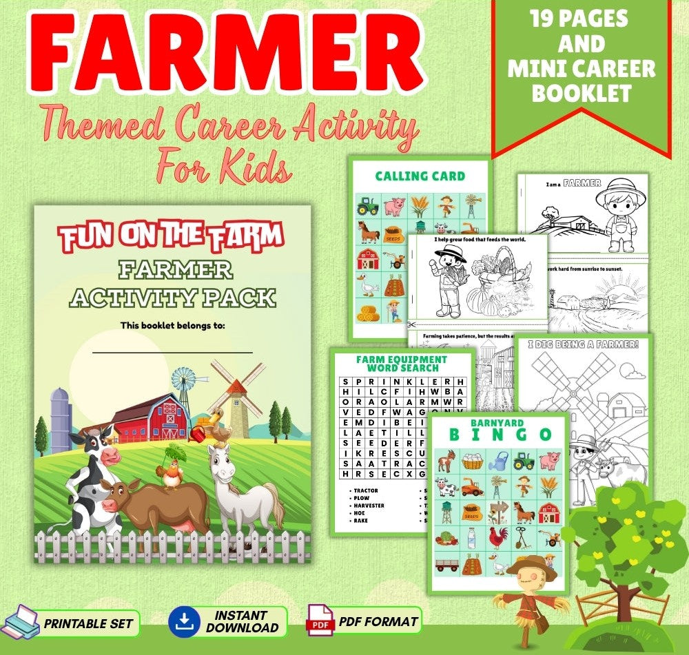 Kids Farmer Activity Pack Printable (27 Pages)