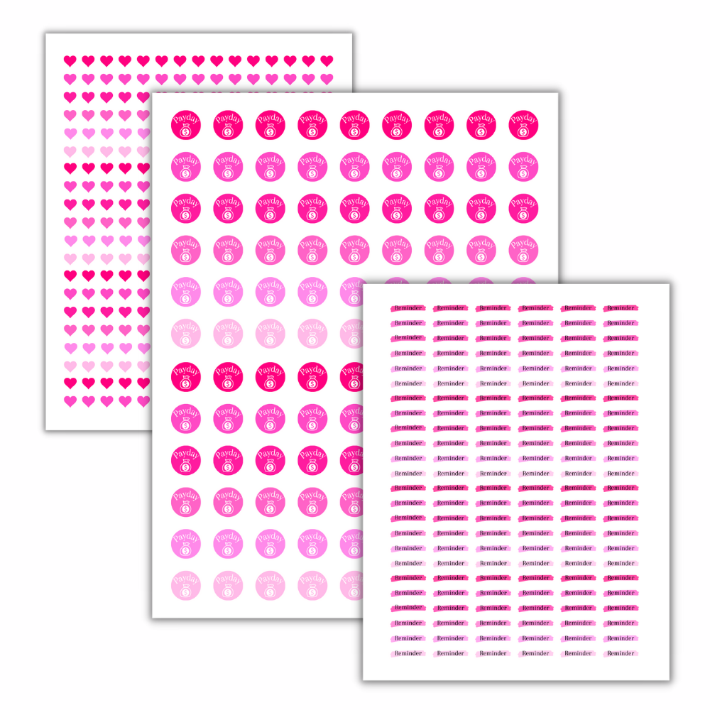 Pink Planner Stickers – 16 Page Printable Set