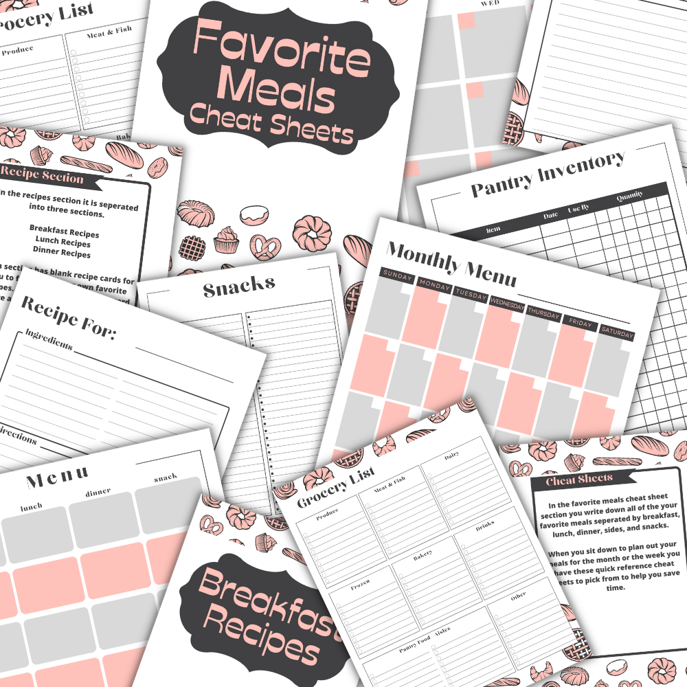 Pink Kitchen Planner | Organize Meals Shopping & Recipes
