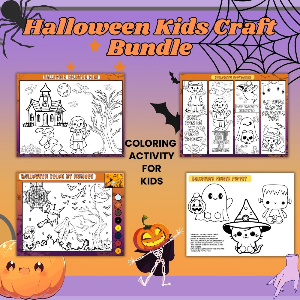 Printable Halloween Kid Craft Bundle – 8 Fun Activities