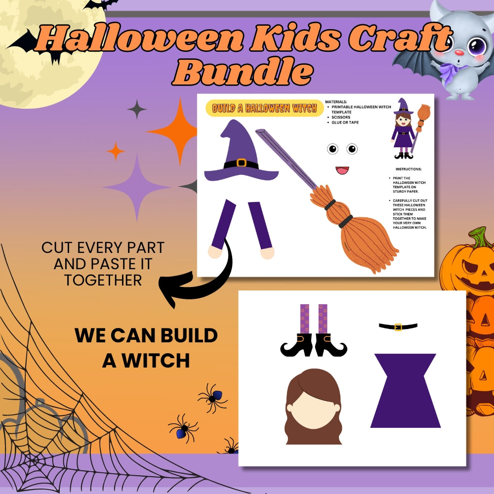 Printable Halloween Kid Craft Bundle – 8 Fun Activities