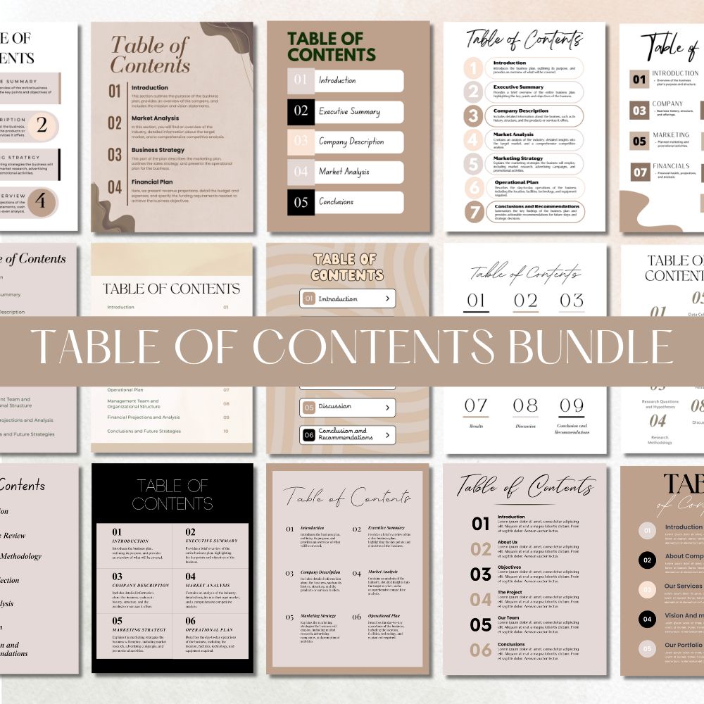 Beige Table of Content Pages Canva Templates