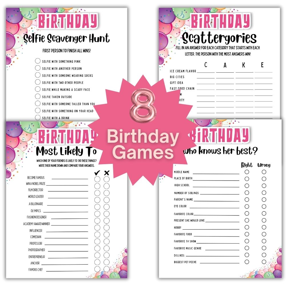 Birthday Games for Adults – 8 Fun Printable Party Games