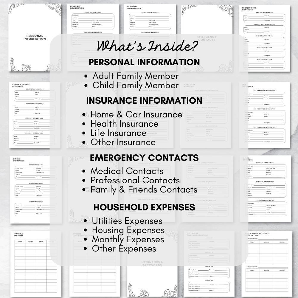 Black & White Emergency Planner