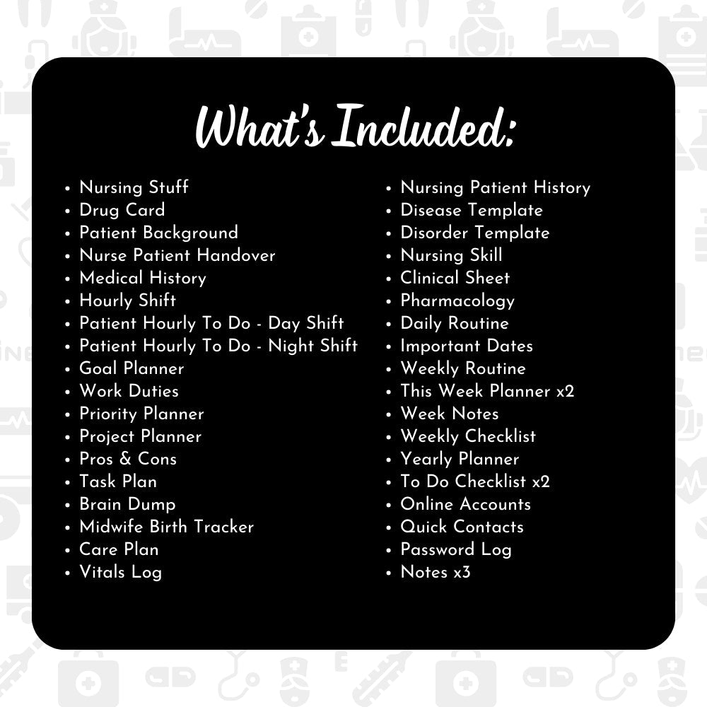 PLR Black & White Healthcare Worker/Nurse Planner | Editable Templates