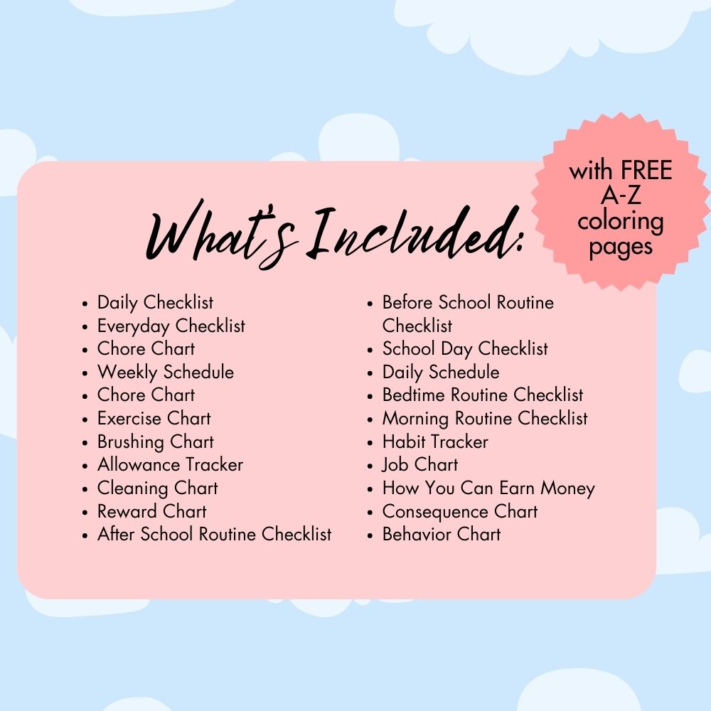 Blue Kids Chore Chart Bundle – 28 Printables