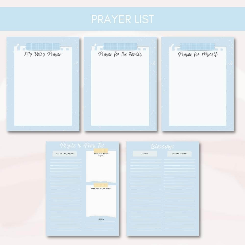 Blue Prayer Journal – Faith Planner Printable PLR
