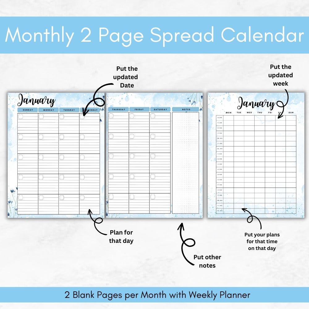 Blue Teacher Planner | Organize Lessons Schedules & Classroom Goals