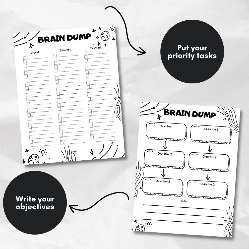 Brain Dump Journal – 63 Page Printable PLR Planner
