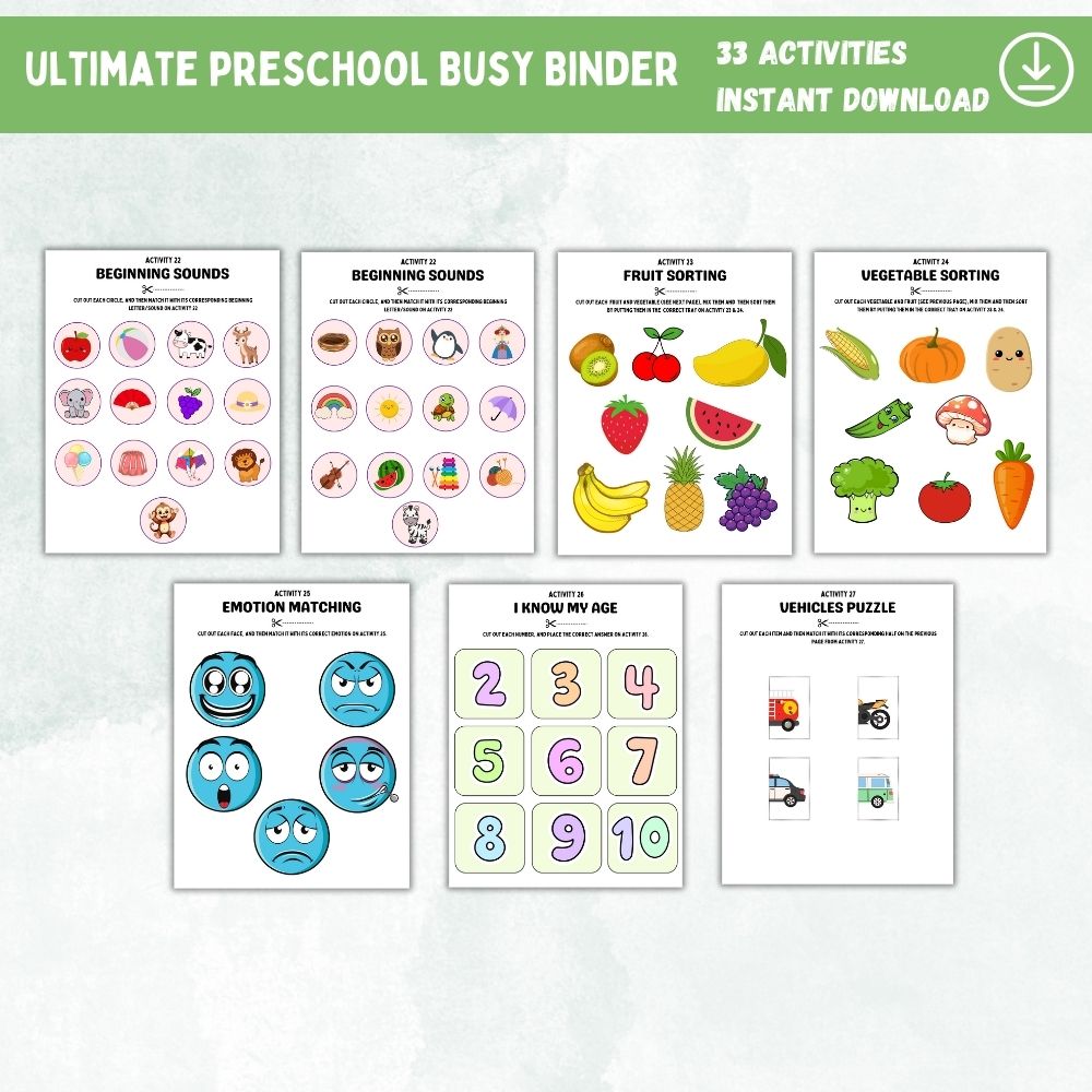 Ultimate Preschool Busy Binder – 33 Fun Learning Activities
