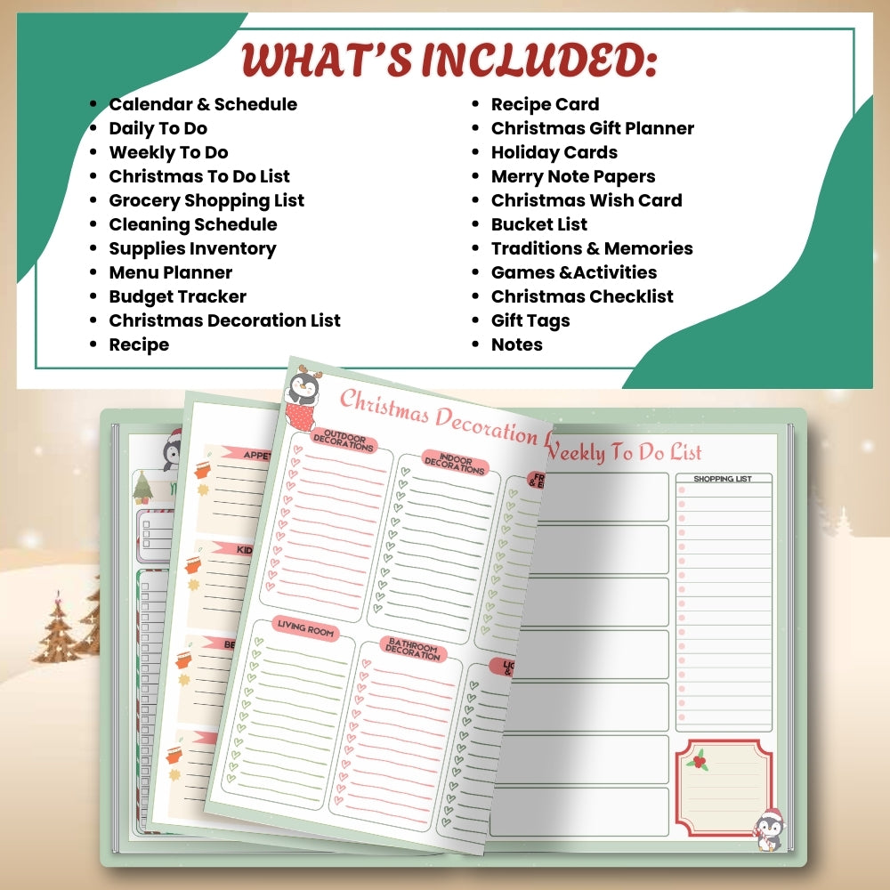 PLR Christmas Planner | Printable Editable Holiday Organizer