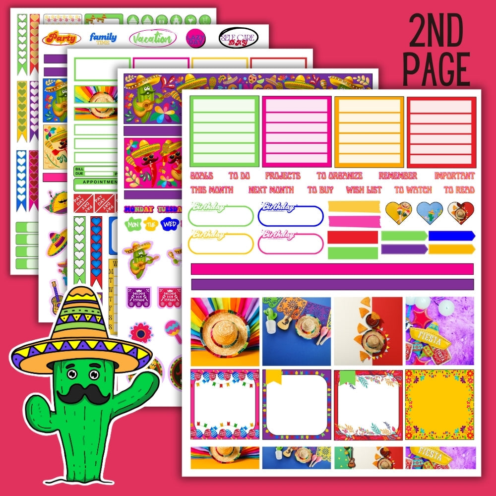 Cinco de Mayo Planner Stickers – 5 Printable Pages