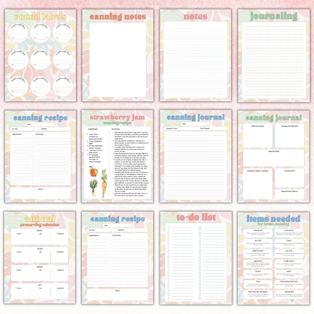 PLR Colorful Canning Planner | Editable Food Preservation Templates