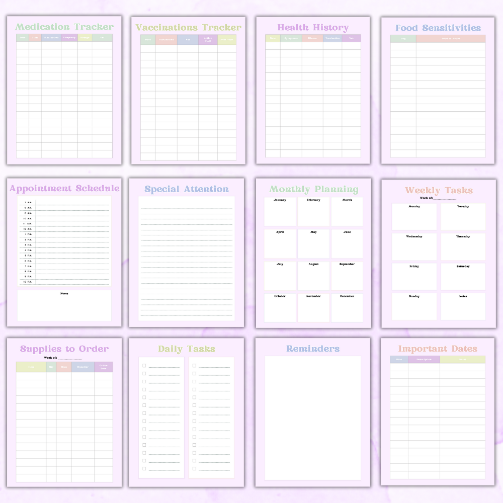 PLR Colorful Dog Walker Planner | Editable Pet Care Templates