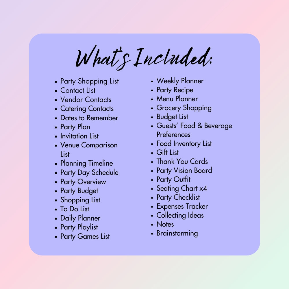 PLR Colorful Event & Party Planner | Editable Party Planning Templates