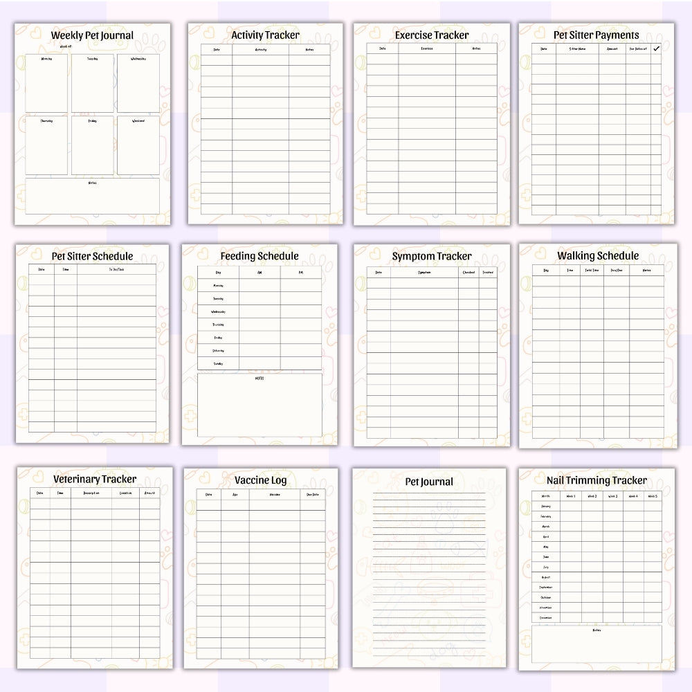 PLR Colorful Pet Planner | Editable Pet Care Organizer Templates