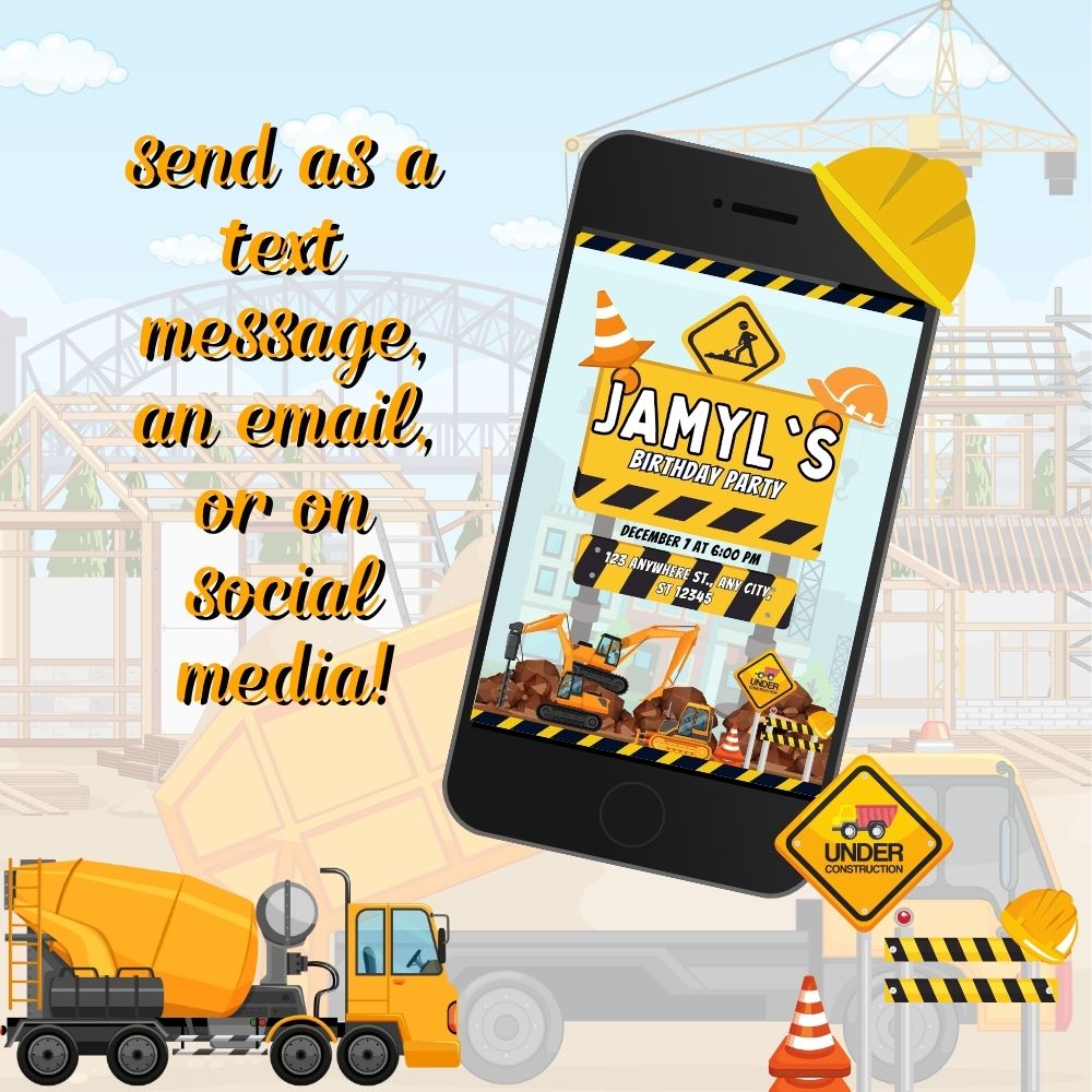 Construction Birthday Invitation Template