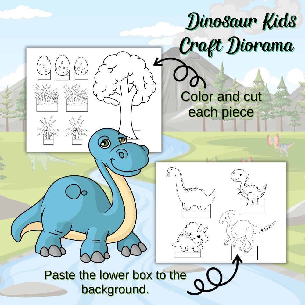 Dinosaur Kids Craft Diorama – Printable Toy Landscape