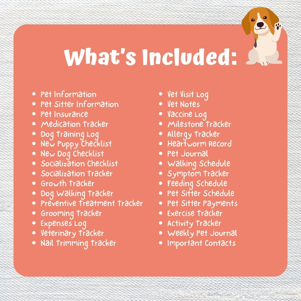 PLR Pink Dog Care Planner | Editable Pet Care Organizer Templates