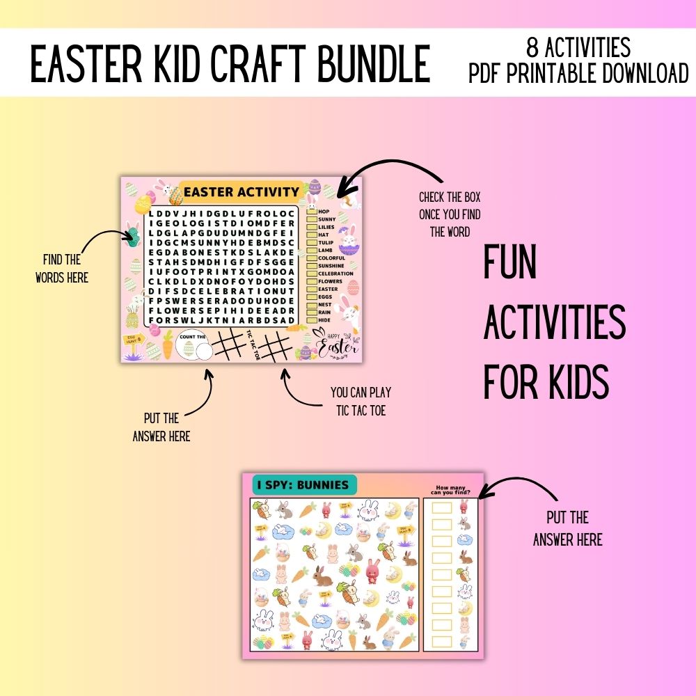 Easter Kids Craft Bundle – 8 Fun Printable Activities