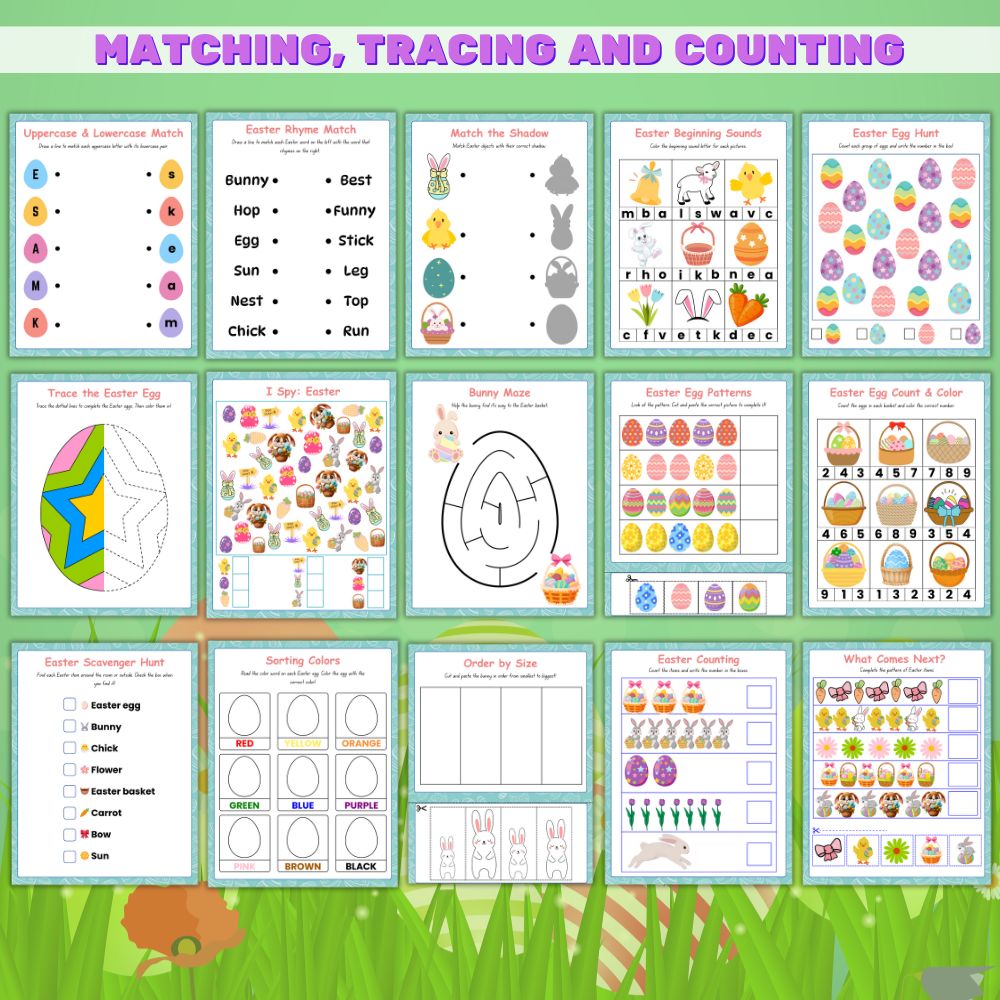 Easter Preschool Worksheet Bundle