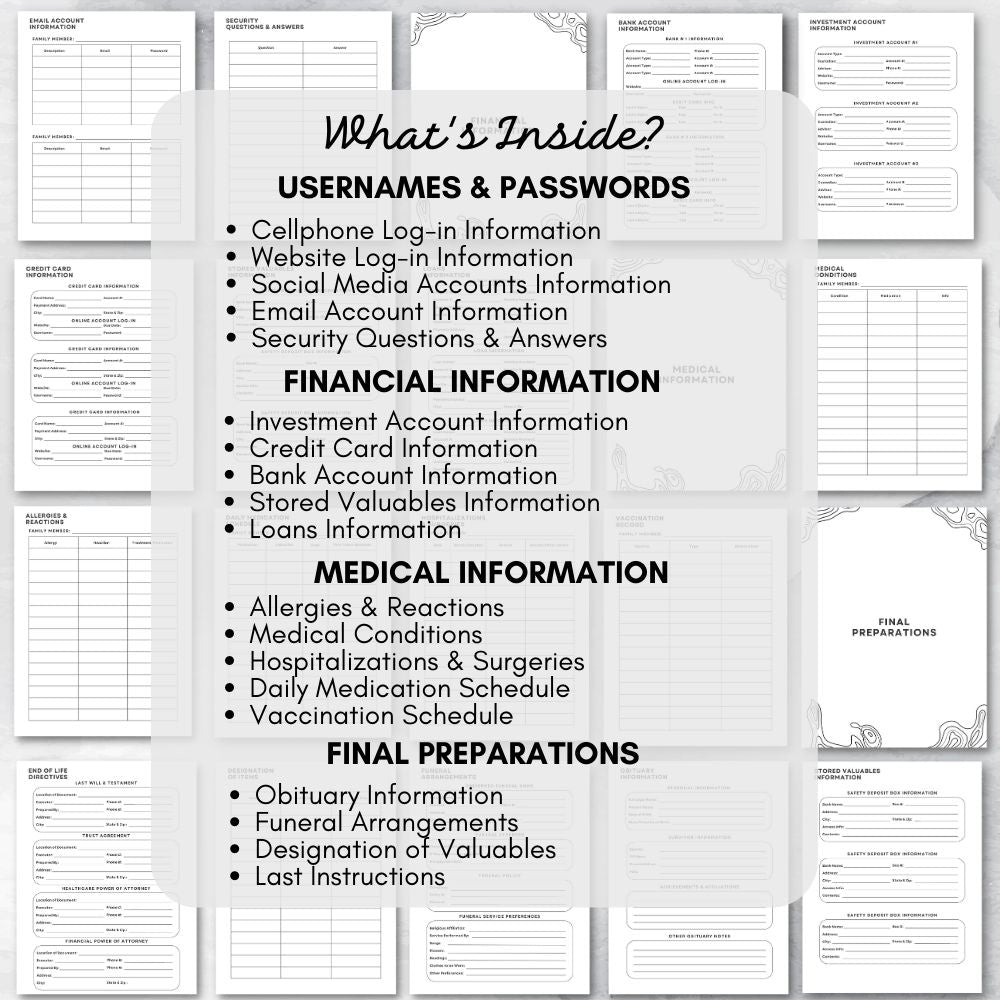Black & White Emergency Planner