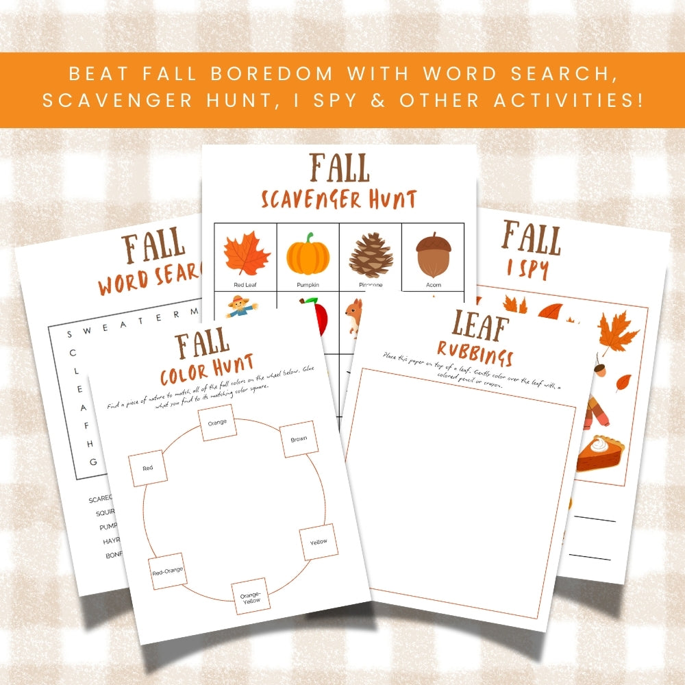Fall Boredom Buster Pack – 25 Fun Printable Activities