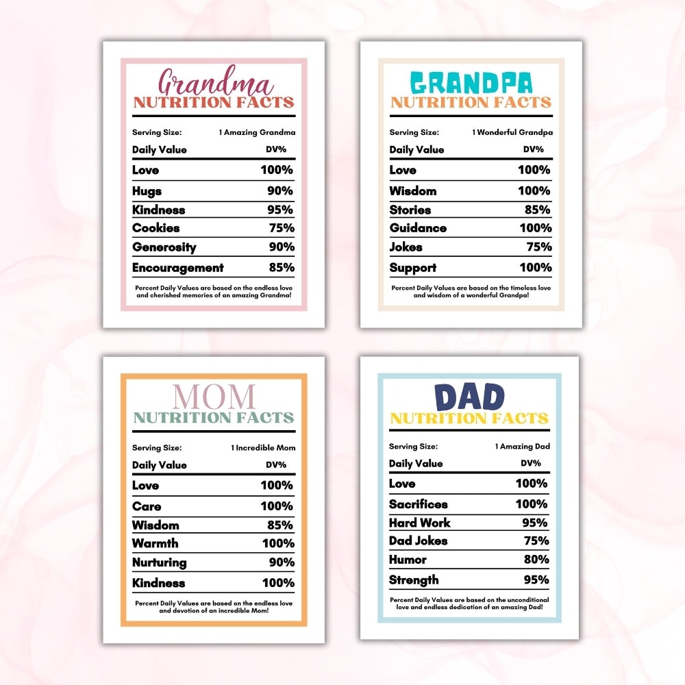 Family Nutritional Fact Labels – Fun Printable Pack