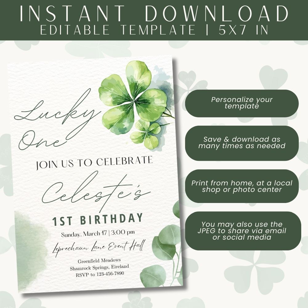 Girl St Patricks Day Birthday Invitation