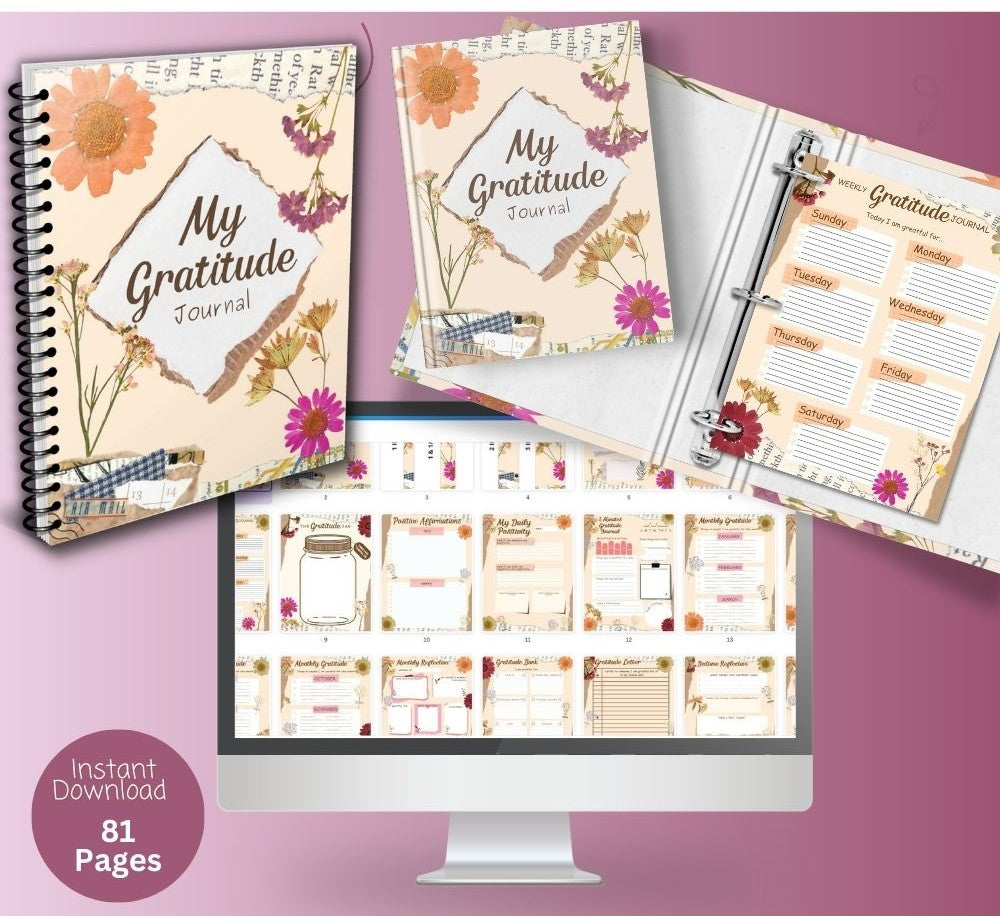 Floral Gratitude Journal – 81 Page Printable
